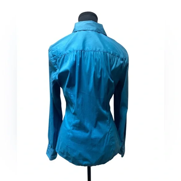 Ann Taylor Turquoise Button-Down Shirt EUC 6 - Picture 2 of 6